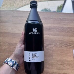 Stanley Black Slim Bottle with White Label